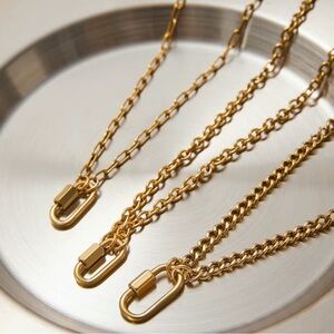 18k gold over stainless steel new Elegant Gold Chain Necklace with lock